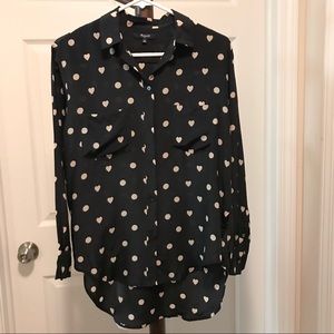 Madewell Silk Hearts and Dots Blouse